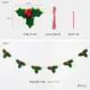 Nuchi Decorações de Natal Transfronteiriças Frutas Vermelhas Folha Verde Bandeirola Puxada Cordão de Frutas Vermelhas Decoração de Árvore de Natal Pequeno Pingente