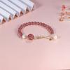 Pulsera de plata 925 fresa Cristal diseño de nicho simple pulsera de perla de concha hebilla de seguridad pulsera de cristal rosa regalo para mujer