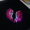 Pendientes de Ala Exagerados con Pedrería Estilo Europeo y Americano de Aguja de Plata, Pendientes de Lujo Ligero de Gama Alta, Accesorios de Oreja de Moda y Únicos para Mujeres
