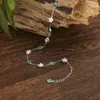 Pulsera de Plata S925 Incrustada con Calcedonia Verde Natural para Mujer, Moda Nacional, Diseño Pequeño y Fresco, Venta al por Mayor de Fábrica, Suministro en Vivo