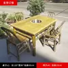 Silla de Bambú con Respaldo, Silla Antigua Hecha a Mano de Bambú y Ratán, Juego de Mesa y Sillas de Bambú para Balcón de Casa, Mesa de Bambú para Sala de Té