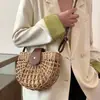 Bolso de Paja Tejida para Mujer 2025 Nuevo Verano Versátil de Gama Alta Cruzado Bolso de Playa para Vacaciones en la Costa Bolso Silla de Montar