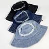 Sombrero de Cubo de Mezclilla Jhmy Versión Coreana para Mujer, Look Versátil y Natural Estilo Urbano, Sombrero de Cubo Adelgazante para Hombre, Moderno