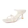 7688-2 Zapatos de Tacón Alto Stiletto para Mujer, Elegantes Zapatos de Salón Estilo Socialité con Punta Cuadrada, Sandalias Elegantes de Tira Trasera con Punta Abierta para Mujer