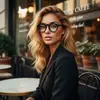 Gafas Redondas de Estilo Coreano, Marco Degradado de Moda, Sin Graduación para Estudiantes Mujeres, Retro Artístico, Antiluz Azul, Sencillas, Lisas, Versátiles, de Moda