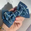Banda de tela de mezclilla con estampado de hojas de ramo, cinta de correaje, lazo hecho a mano para DIY, accesorio para la cabeza, diadema, corbata de lazo, sombrero de paja, embalaje de flores
