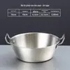 Tazón de Acero Inoxidable 304 para Vino de Arroz Coreano Espesado con Asa Restaurante Tienda de Barbacoa Snack Condimento Tazón Kimchi de Doble Asa