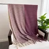 Bufanda cálida de cachemira a cuadros estilo coreano 2024, unisex, de otoño e invierno, con borlas que combinan con todo.