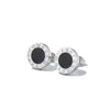 Buena venta aretes de tachuela redondos estilo coreano de acero de titanio negro estilo romano para mujer cara de acrílico combinan con todo estilo japonés y coreano
