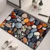 Alfombrilla de Piso para Baño con Diseño de Guijarro Tridimensional 3D, Alfombrilla de Piso de Barro Diatomeo Absorbente de Agua y de Secado Rápido, Alfombrilla Antideslizante para Baño, Inodoro y Cabina de Ducha