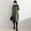Exportación de comercio exterior transfronterizo de vestido de retazos de cuello redondo holgado talla grande estilo japonés y coreano otoño 2025 para mujer