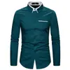 Nova Camisa Masculina Moda Europeia e Americana Primavera 2020 Gola Dupla Cor Sólida Business Casual Slim-fit Tamanho Grande Manga Longa Multicolor
