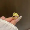 Tienda de Oro Mismo Estilo Joyería Chapada en Oro con Perlas Microincrustadas, Anillo de Flor de Peonía Tridimensional para Mujer, Nuevo Estilo Chino, Lujo Ligero, Anillo con Sensación de Alta Gama