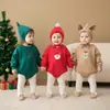 Ropa de Invierno para Bebés y Niños Pequeños Ropa de Navidad Transfronteriza para Niños y Niñas Ropa de Gateo de Manga Larga Otoño e Invierno Bata Gruesa con Capucha Forrada de Polar