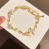 Pulsera de Flor de Gema Dulce Libélula Lolita, Pulsera de Circonita de Lujo Ligero de Gama Alta, Joyería Galvanizada en Oro Real de 18K