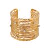 Moda Transfronteriza Europea y Americana Personalizado Geométrico Alambre Envuelto con Pedrería Pulsera Abierta Multicapa Retro Exquisita Pulsera Ancha