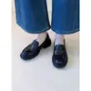 Mocasines de cuero con suela gruesa estilo francés para mujer, estilo británico, cómodos para ir al trabajo, con tacón grueso y punta redonda, versátiles para cualquier atuendo