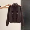 Nuevos diseños de otoño/invierno de Europa y América: Elegante y versátil cárdigan de punto de manga larga con cuello alto y doble cremallera, perfecto como suéter o prenda exterior para mujer
