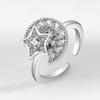 Anillo Giratorio de Luna y Estrella para la Ansiedad Personalidad de Mujer Todo Fósforo Apertura Anillo Ajustable Anillo Resistente a la Descompresión Estilo Nuevo