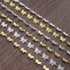 Cadena de Flor de Mariposa de Acero Inoxidable y Oro de 18 Quilates Cadena Hecha a Mano Joyería Sencilla Pulsera DIY Collar Tobillera Cadena de Acero de Titanio