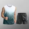 Conjunto Esportivo Masculino Secagem Rápida Seda de Gelo Colete Shorts Corrida Verão Treinamento Fitness Bola Vestuário Transfronteiriço Fábrica Atacado