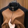 Otoño 2024 Nuevo Sudadera de Forro Polar para Hombre Cálido Abrigo de Forro Polar de Cuello Vertical Engrosado Casual Chaqueta con Cremallera para Hombre