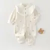 Mameluco para Bebé para Primavera y Otoño, Algodón Puro Clase A, Sin Costuras, para Bebés Niñas Recién Nacidas, Apertura Frontal, Ribete de Encaje, Ropa para Gatear