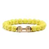 Novo bracelete hexagonal turquesa fosco com contas, pulseira de contas de halteres da moda, corda elástica, pulseira de liga metálica de vários tamanhos
