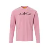 WT710 High Street Estilo Neutro Americano Diseño de Letras Retro Estampado Versión Ajustada Tendencia Urbana para Hombre Camiseta de Manga Larga Capa Base