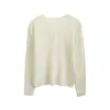 Estilo básico simples! Suéter de tricô pulôver de peça única sem costura com gola redonda e mangas compridas para mulheres, suéter macio e aconchegante de cashmere para outono e inverno