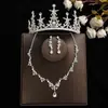 Coroa elegante de noiva Mori Super fada cocar conjunto de três peças novo colar acessórios de casamento brincos de aniversário casamento mulheres