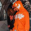 Sudadera con Capucha Holgada con Cremallera Completa para Hombre y Mujer con Estilo Urbano Y2K Americano, Letra Hip Hop, Estampado Espuma Fantasma