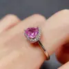 Anillo de Zafiro Rosa Natural Transfronterizo Accesorios para Mujer Nicho de Alta Gama Joyería de Plata 925 6*6 Joyería de Lujo Venta Directa de Fábrica