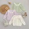 Jaqueta de Bebê Estilo Primavera/Verão Doce Camisa com Ar Condicionado Proteção Solar Camisa com Ar Condicionado Manga Longa Tricô Vazado Gola Cardigã Top