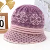 Sombrero de madre para mujeres de mediana edad y ancianas, otoño e invierno, cálido, con felpa adicional, gorro de lana tejido grueso, protección contra el frío, sombrero tipo cubo para abuela, señora mayor