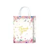 Sacola de Embalagem para Presente de Festa de Agradecimento Transfronteiriça com Estampa de Flores Coloridas Sacola de Papel Kraft Branco com Alça