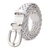 Cinturón de Mujer Estilo Nuevo Sin Agujeros Cuero de Vaca de Primera Capa Cinturón Tejido a Mano Retro Versátil Hebilla de Pin de Cuero Genuino