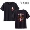 Cross-border Hot Sale Demon Slayer Ghost Extermination Blade Periférico Impresso Moda Feminina Decote em V Casais Manga Curta