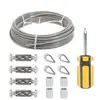 Conjunto de Cabo de Aço 2mm Tensor de Cabo de Aço Anel Manga de Alumínio Acessórios para Vela de Sombreamento Conjunto de Cabo de Aço Inoxidável