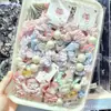 2 peças 1 cartela Fofo Brilhante Sanrio Desenho Animado Pérola Artificial Xadrez Renda Intestino Pequeno Elástico de Cabelo Elástico de Estudante Elástico de Cabelo