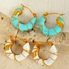 Pendientes de acero de titanio color gota de aceite de acero inoxidable de alta calidad transfronterizos europeos y americanos para mujer, elegantes, de lujo ligero, al por mayor
