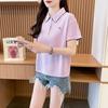 Camiseta Polo de Design Único de Manga Curta para Mulheres Baixinhas, Ajuste Slim, Ombro Regular, Top da Moda