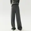 Pantalones de Punto de Lana Anchos Bai Cai Rong Otoño/Invierno 2026 para Mujer, de Cintura Alta, Corte Holgado, Caída Suave, Estilo Recto, Pantalones Largos de Cachemir