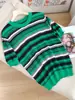 Top Jacquard de Algodón 100% Puro con Rayas Verticales, Manga Corta, Transpirable y Cómodo, Básico y Versátil, Top Casual para Mujer de Primavera y Verano al por Mayor