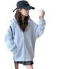 Moletom com Capuz Floral 2025 Novo para Meninas Primavera e Outono Estilo Hong Kong Solto Preguiçoso Casual Cardigan Jaqueta com Zíper