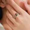 Anillo de Plata de Ley S925 Europeo y Americano Nuevo Rubí Ovalado para Mujer Lujo Accesible Diseño Geométrico Anillo de Dedo Índice de Gama Alta