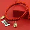 Collar de Gato, Collar Grabado de Gato y Perro, Etiqueta Anti-Pérdida para Perros, Cuerda Roja de la Suerte, Decoración para Mascotas, Collar de Año Nuevo