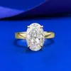 Anillo nuevo de plata S925 con corte de flor de hielo Mujing jewelry, 8*12 mm, óvalo, diamante blanco, estilo europeo y americano, AliExpress transfronterizo