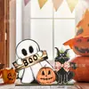 Adornos de calabaza de Halloween más vendidos transfronterizos, artesanías de madera, decoraciones para fiestas del festival de fantasmas, adornos de madera decorativos creativos