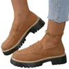 Mocassins 2025 Nova Primavera & Outono Tamanho Grande Casual Fosco Estilo Britânico Sapatos Femininos Salto Grosso Sola Grossa Exportação Retrô